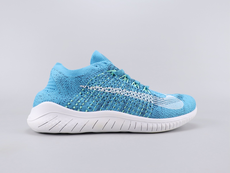 2020 Women Nike Free Rn Flyknit 2018 Blue White Shoes